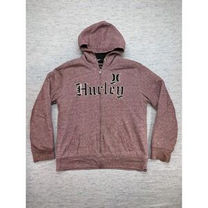 vintage y2k 2000's Hurley surfer skater zip up hoodie faded‎ Red sherpa lined